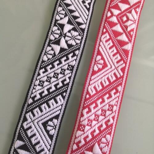 3cm 30mm Strong Durable Martingale Trim Dog Collar Ribbon white black zigzag double face DIY Laciness National Jacquard Webbing