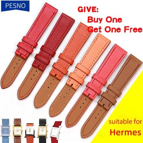 Pesno Genuine Leather wriststraps suitable for Hermes H Hour Watch Smooth Texture Band Strap Watchband watchstraps