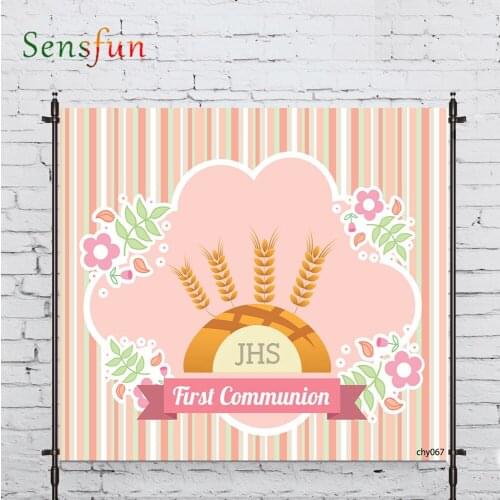 LEVOO New Photo Backdrop Communion Stripe Pink Food Faith Background Nature Photocall Photo Studio Shoot Prop