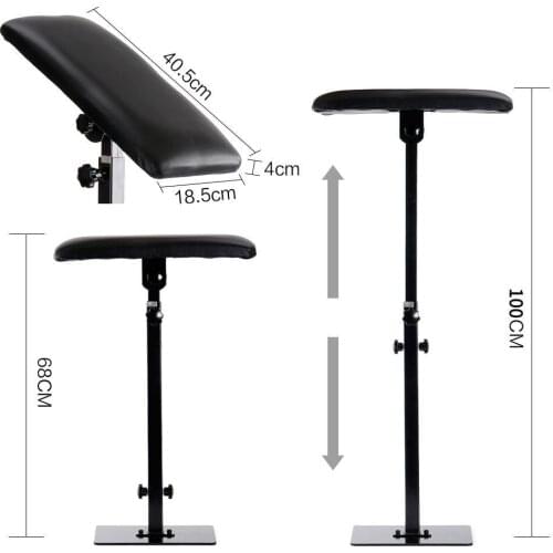 Foldable Tattoo Armrest Sponge Pad Stand with Adjustable 68-100cm 27"-39" Height Tattoo Supplies for Salon Studio