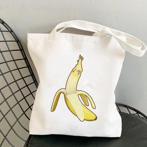 Shopper Bananaaaa Cockatiel Banana Printed Tote Bag women Harajuku shopper handbag girl Shoulder shopping bag Lady Canvas Bag