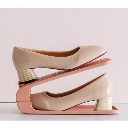 V Shape Shoe Slot Organizer Adjustable Double Layer Stack Shoe Rack No Assembly Require Space Saving Storage Rack Holder E7