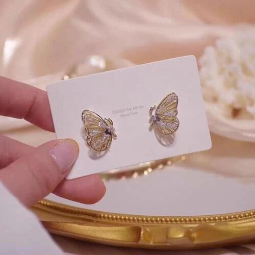 Women Lady Fashion Simple Exquisite Butterfly Earrings Ear Stud Butterfly Earrings Girls Earrings Decor Ear Jewelry Gift