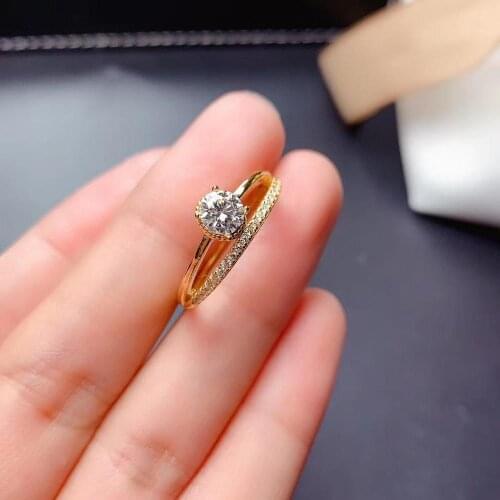 New shop low to earth 0.5 carat moisanite ring for women 925 silver gold plated birthday gift shiny better engagement ring