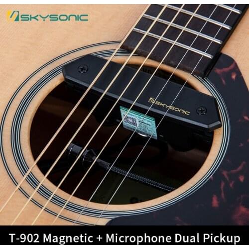 Skysonic T-902 Acoustic Guitar Pickup Magnetic + Microphone Dual Pickup with Volume and Tone Controls don't need to punch Fast
