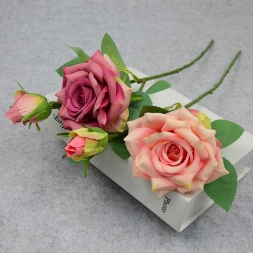 1/2Pcs Artificial Flower Silk Rose 46cm Real Touch Fake Plant Bouquet For Home Garen Table Wedding Decoration Accessories