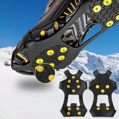 1 Pair 10 Studs Anti-Skid Snow Ice Thermo Plastic Elastomer Outdoor Snow Climbing Shoes Cover Spikes Grips Cleats Over Crampons