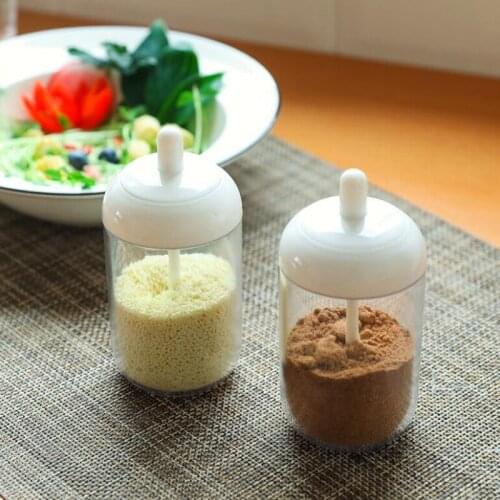 1 Pc Spice Containers Seasoning Jar With Spoon Honey Salt Pepper Dispenser Bottle Kitchen Accessories