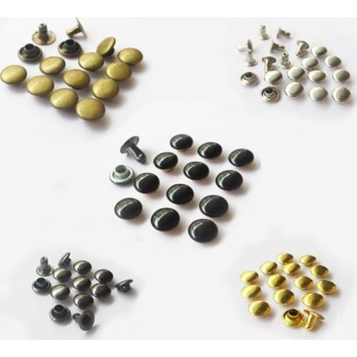 100sets Metal rivets 3-15mm brass Half Round Mushroom Rivet Studs silver/black/bronze/gold/gun for Bags Shoes Belt Clothes ZD33