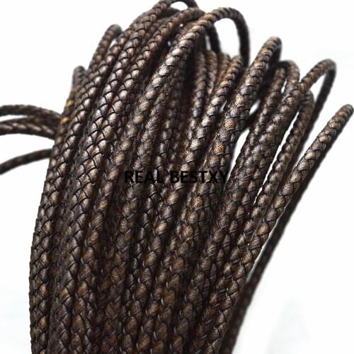 2m/lot approx:3mm antique Round Genuine Leather Cord/Wire DIY Cords women charm earrings Bracelet necklace jewelry making cords