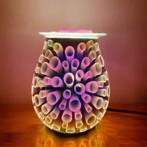 3D Night Light Glass Electric Oil Diffuser Air Humidifier Wax Melt Incense Burner Aroma Fragrance Lamp Home Room Decor