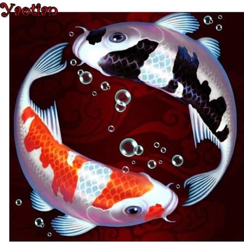 DIY Diamond Painting Koi fish 3D Diamond Embroidery Yin and Yang Cross Stitch full square Round mosaic decor rhinestone icons