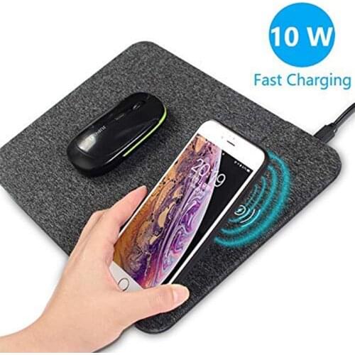 Fast Wireless Charging Gaming Mouse Pad Fabric Qi Certified Case-friendly 10w Large Wireless Charger Mouse Mat for Qi Phone