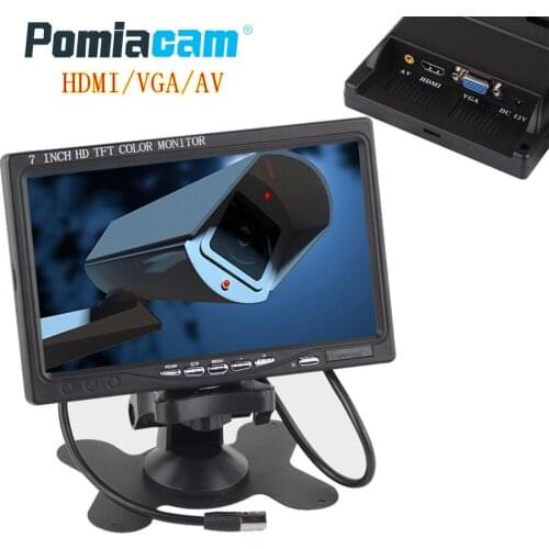 7 inch TFT LCD Color Monitor for TV Raspberry Pi 3 1024 x 600 HD Car Rear View Monitor with HDMI VGA AV Interface