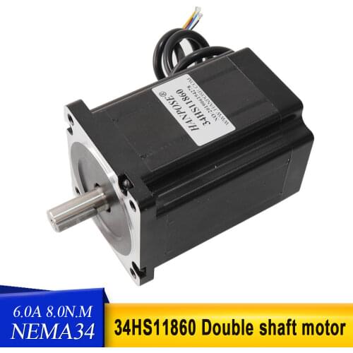 34hs11860 118mm Stepper Motor Nema34 Double shaft Motor 6.0A 8.0N.m for CNC worm wheel edging machine