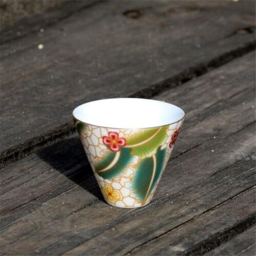 Cloisonne Enamel Banana Leaf Hat Cup Ceramic Porcelain Tea Cup Bowl Teaware Gold Glaze Master Hat Tea Cup Kung Fu Tea Cup