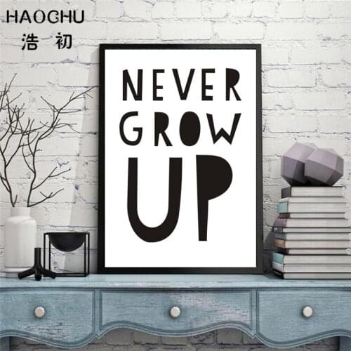 HAOCHU Modern Black White Simple Quotes Canvas Painting English Letter Wall Pictures for Nursery Room Decoration Gift To Kids