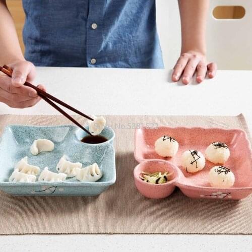 Ceramic Dish Dumplings Bowl Sushi Plate with Sauce Dish Kitchen Tableware Dinner Plates Dessert Cake Fruit Plate