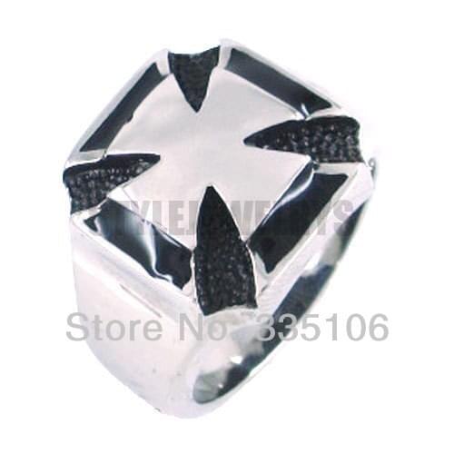Classic German Army Iron Cross Ring Stainless Steel Jewelry Cool Punk Cross Biker Mens Boys Ring SWR0127A