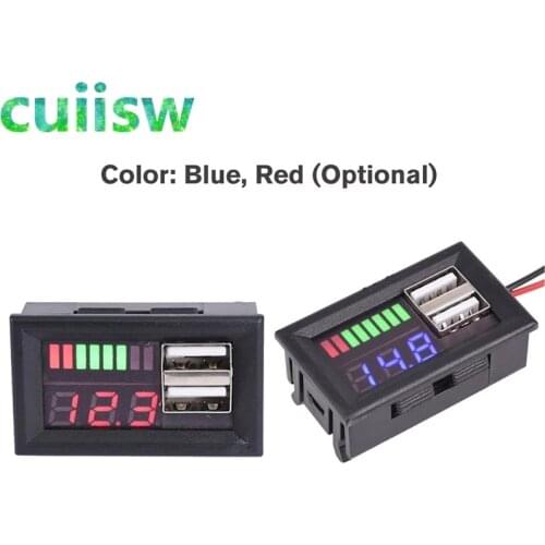 Red LED Digital Display Voltmeter Mini Voltage Meter Battery Tester Panel For DC 12V Cars Motorcycles Vehicles USB 5V2A Outputv