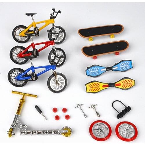 Mini Model Fingertip skateboarding Alloy bicycle Scooter Tiny Swing Board Racing Mountain bike Collection Gift Toys for children