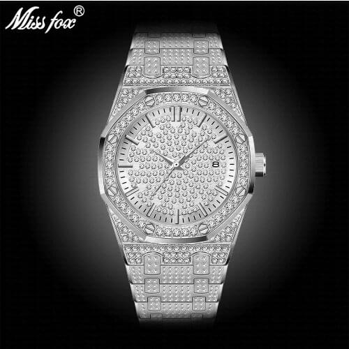 MISSFOX Silver Watch Women Casual Dress Ladies Watch Fashion Waterproof Steel Age Girl Wrist Watches For Women Valentines Gift