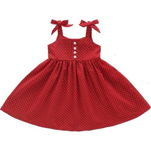 DFXD Fashion Toddler Girl Dress Summer Sleeveless Dot Polka Bow Sling Princess Dress Kids Costume Baby Party Dress 2-7T Vestido