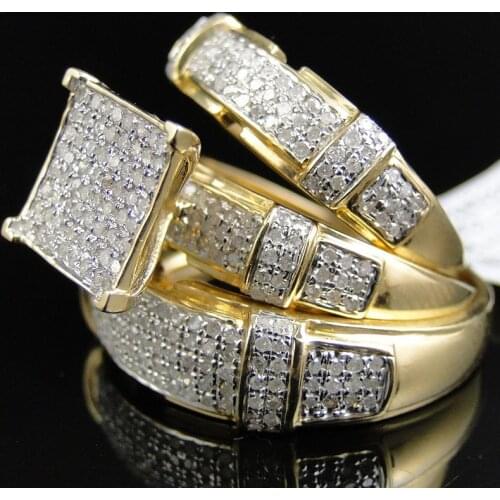 3 Pcs/Set Punk Domineering Crystal Ring Gothic Gold Color Finger Rings for Men Luxury Jewelry Hip Hop Mens Rings Party Gift