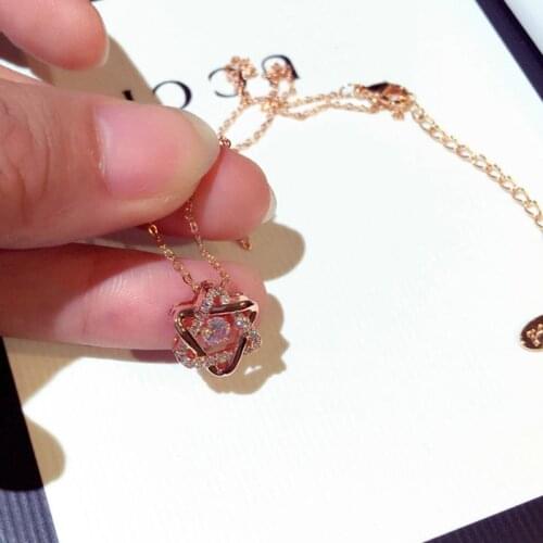 Cute Exquisite Star Pendant Rose Gold Color Necklaces for Women 925 Silver Bling Six-pointed Stars Mosaic Zircon Necklace Choker
