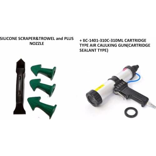 310ml Cartridge Type Pneumatic Caulking Gun and Multi-functional Sealant Scraper and Trowel Nozzle Plus Caulking Tools