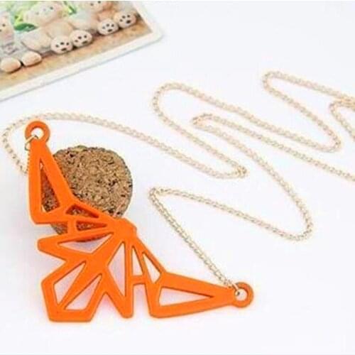 Latest Fashion Hollow Bat Wings Colorful Fluorescent Color Geometric Pattern Long Sweater Chain Jewelry Factory Direct