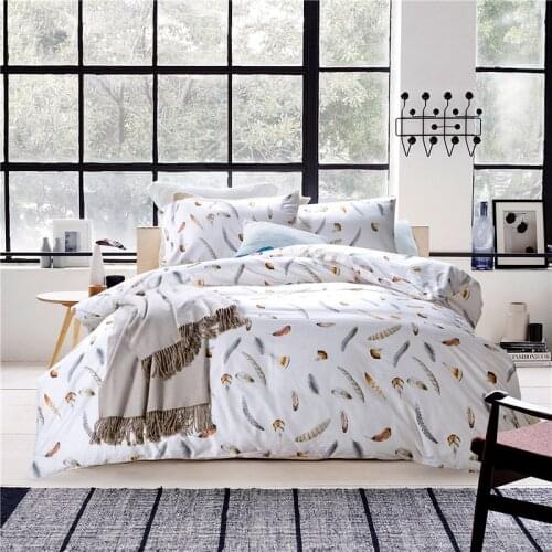 1600TC egyptian Cotton feather print Bedding set duvet cover bed sheet pillow case king queen size bed linen set