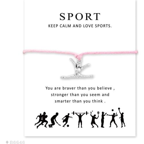 Girls Adjustable Friendship Statement Jewelry with Card Silver Gymnastics Bracelets for Women
