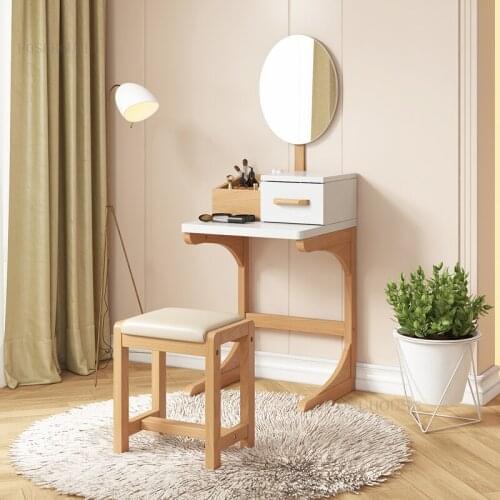 Nordic Small Apartment Dressing Tables Simple Modern Bedroom Furniture Drawer Dressers Dormitory Hotel Vanity Table with Mirror