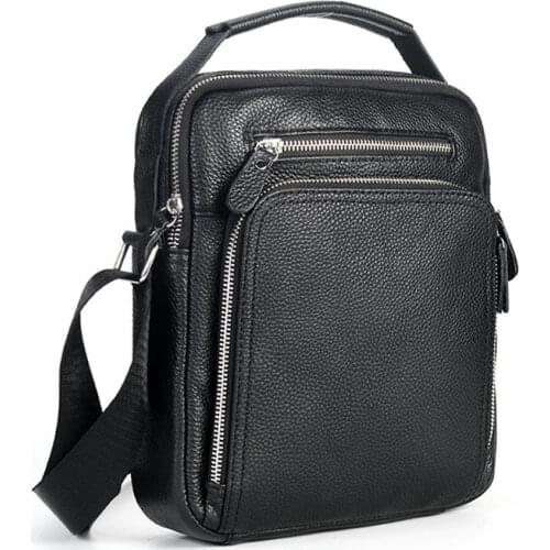 Casual Mens Genuine Leather Bags Men Crossbody Bag Handbags Large Capacity Soft Leather Bag For Male Shoulder Bags Tote Bag