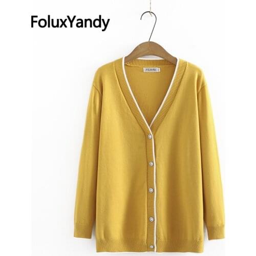 V-neck Sweater Women Plus Size Cardigans Spring Autumn Casual Loose Knitted Long Sleeve Sweaters 3XL KKFY5674