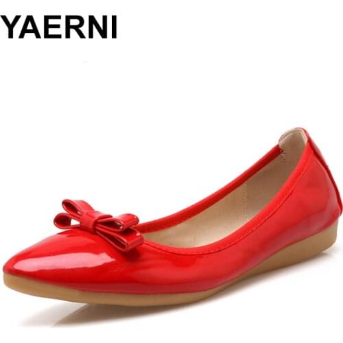 YAERNI Spring Flat Shoes Woman Slip On Pointed Toe Women Foldable Ballet Flats Comfortable Soft Soles Maternity Shoes E746
