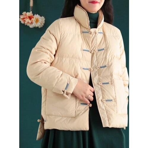 SEDUTMO Winter Warm Duck Down Coat Women Vintage Slim Short Jackets Autumn Fashion Embroidery Casual Basic Parkas ED1654