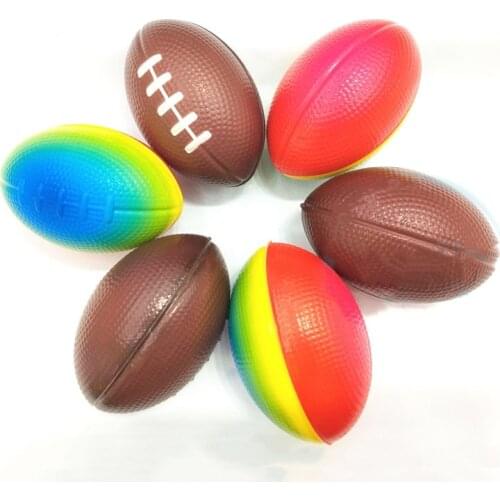 1pcs 9cm Elastic ball Toy Football Rugby PU Foam Sponge Anti stress Baseball Tennis Toys for Kids Children