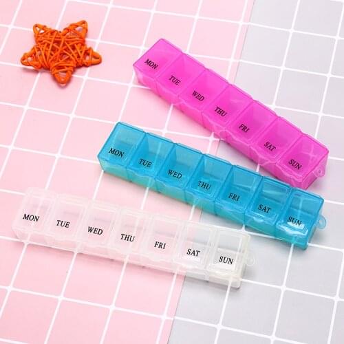 1Pc 7 Days Pill Medicine Box Weekly Tablet Holder Storage Container Case Pill Box 3 Colors