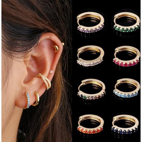 1pc Multicolor Cz Hoop Cartilage Earring Simple Helix Tragus Daith Conch Rook Snug Ear Piercing Jewelry