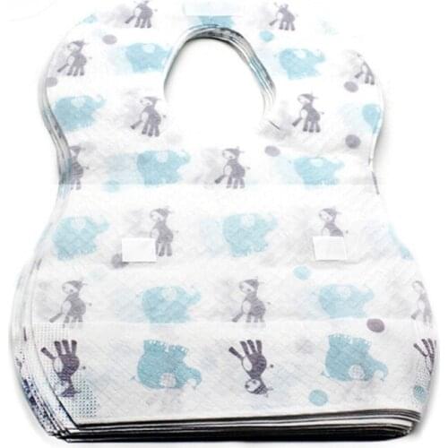10 pcs/set Waterproof Non-Woven Fabric Disposable Bibs Eating Saliva Paper Bibs For Babies