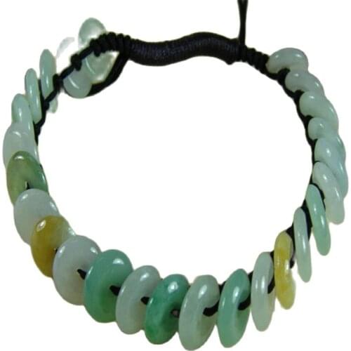 3 Colors Grade A Jade Coin Bracelet Bangle Chinese Jadeite Handmade 50-60 mm