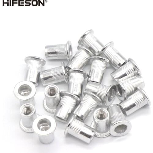 50 pcs/lot Aluminum Alloy Rivets Nuts Insert Flat Head Threaded Nut sert Cap for Riveter Riveting Nut Gun Tools
