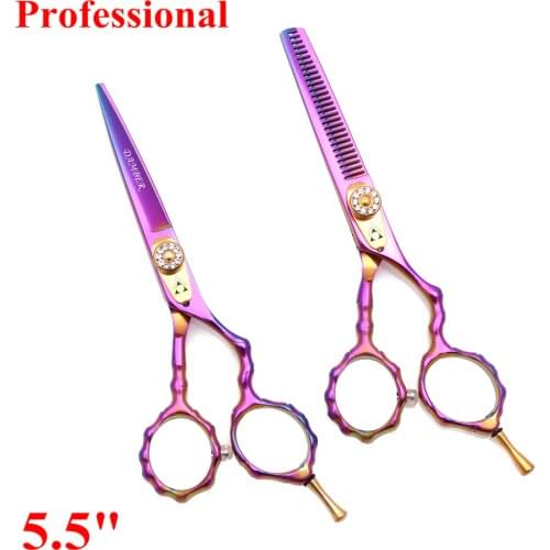 50Pcs Hair Scissors 5.5 Professional Hairdressing Scissors Barber 440c Japanese Steel Hair Cutting Scissors Thinning Shears 9010