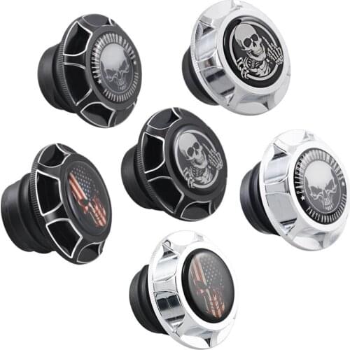 Black/Chrome Motorcycle Skull Fuel Gas Tank Decorative Oil Cap For Harley Sportster XL 1200 883 X48 Dyna Softail Touring FLHR