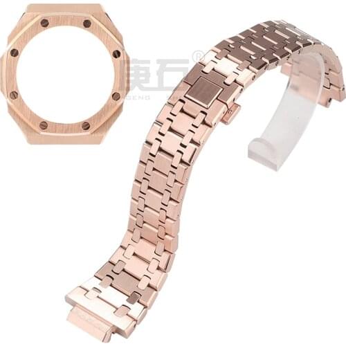For GA-2100 GA-2110 WatchBand Strap and Bezel Case 316L Stainless Steel Metal Steel 2nd 3nd Watchband For:GA-2100