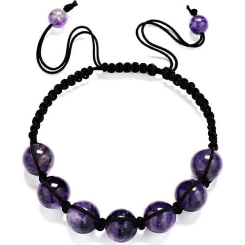 Druzy 6mm 8mm 10mm Natural Purple Crystal Beads String Energy Bracelet Top Wheel Chakra Yoga Energy Stone Bracelet