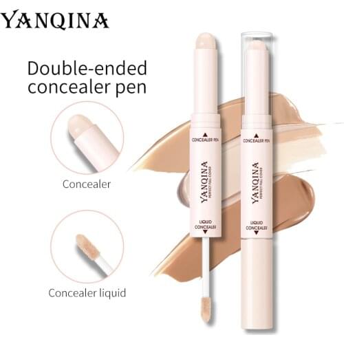 Double-head Liquid Concealer Natural Color Acne Primer Foundation Moisturizing Waterproof Brighten Face Contour Cosmetic TSLM1