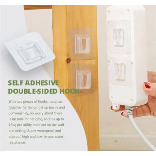 Double-Sided Adhesive Wall Hooks Hanger Strong Transparent Hooks Suction Cup Sucker Wall Storage Holder For Kitchen Bathroo